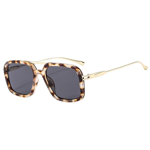 FORLUZ Retro Doppelsteg Sonnenbrille Herren Sonnenbrillen UV400 Modische Farbverlauf Damen Sonnenbrille (Bernsteingrau) von FORLUZ