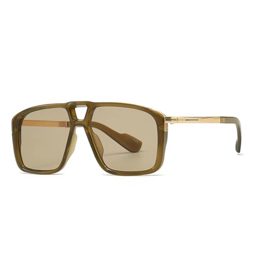 FORLUZ Retro Doppelstege Herren Sonnenbrillen Shades UV400 Mode Nieten Damen Farbverlauf (Olivgrün Grün) von FORLUZ