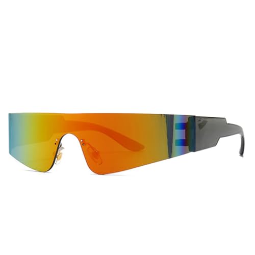 FORLUZ Retro Einzigartige Einteiler Herren Sonnenbrille Fashion Shades Uv400 Sport Autofahren Brille Damen Punk (4) von FORLUZ