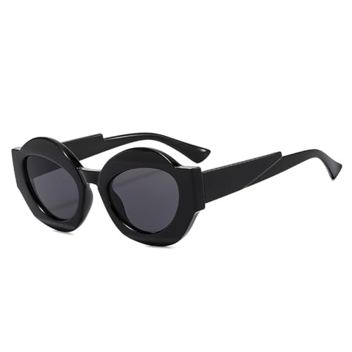 FORLUZ Retro Einzigartige zweifarbige ovale Sonnenbrille Damenmode Klare Farbverlaufstöne UV400 Herren Punk Leopard Sonnenbrille (Schwarz Grau) von FORLUZ