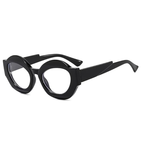 FORLUZ Retro Einzigartige zweifarbige ovale Sonnenbrille Damenmode Klare Farbverlaufstöne UV400 Herren Punk Leopard Sonnenbrille (Schwarz klar) von FORLUZ