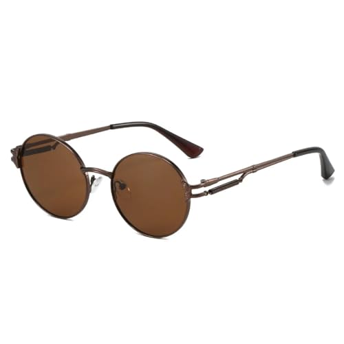 FORLUZ Retro Gradient Runder Rahmen Damen Sonnenbrille Luxus Persönlichkeit Hip Hop Punk Rahmen Männer Trendy Uv400 (braun) von FORLUZ