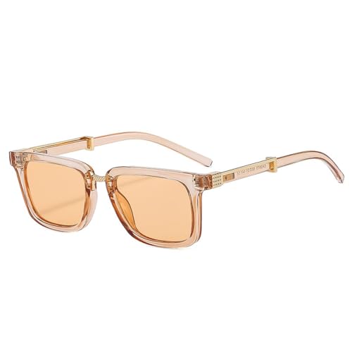 FORLUZ Retro Herren Doppelfarbige Sonnenbrille Mode Farbverlauf UV400 Damen Leopard Punk Sonnenbrille (Champagner) von FORLUZ