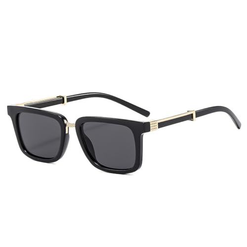 FORLUZ Retro Herren Doppelfarbige Sonnenbrille Mode Farbverlaufstöne UV400 Damen Leopard Punk Sonnenbrille (Schwarz Grau) von FORLUZ