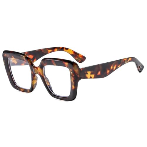 FORLUZ Retro Herren Outdoor Sonnenbrille Mode Gelb Blau Shades Uv400 Damen Punk Nieten (Leopard) von FORLUZ