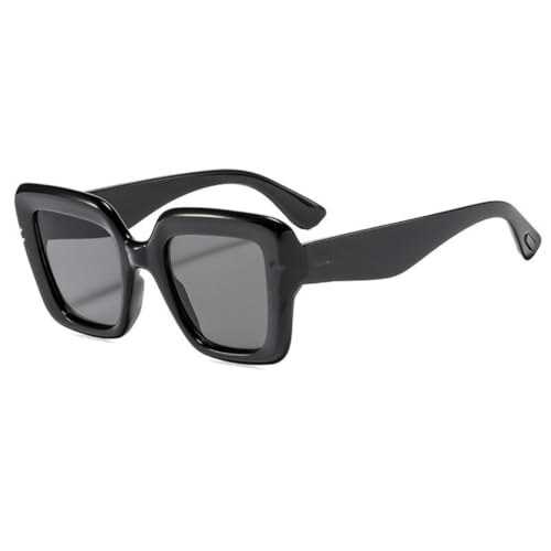 FORLUZ Retro Herren Outdoor Sonnenbrille Mode Gelb Blau Shades Uv400 Damen Punk Nieten (Schwarz-Schwarz) von FORLUZ