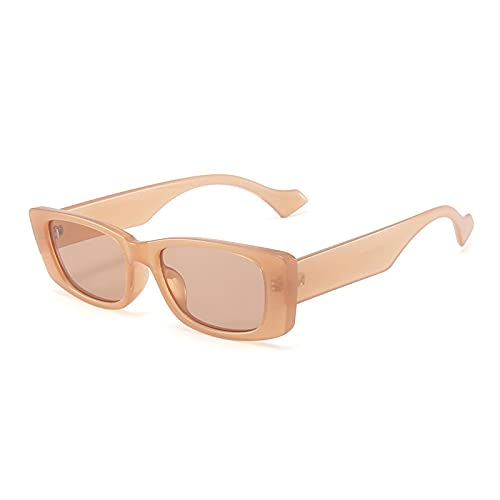 FORLUZ Retro Kleine Rechteckige Sonnenbrille Damen Beliebte Mode Candy Color Brillen Herren Shades UV400 (Jelly Tea) von FORLUZ