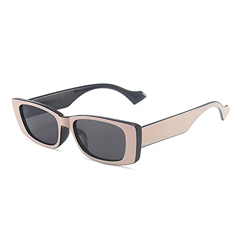 FORLUZ Retro Kleine Rechteckige Sonnenbrille Damen Beliebte Mode Candy Color Brillen Herren Shades UV400 (Rosa Schwarz Grau) von FORLUZ