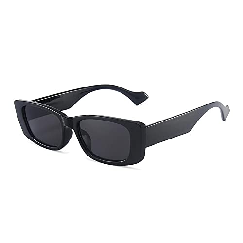 FORLUZ Retro Kleine Rechteckige Sonnenbrille Damen Beliebte Mode Candy Color Brillen Herren Shades UV400 (Schwarz Grau) von FORLUZ