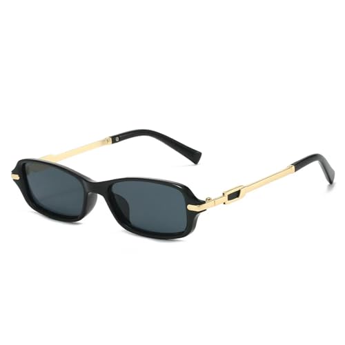 FORLUZ Retro Kleine Rechteckige Sonnenbrille Für Herren Damen UV400 (Schwarz Schwarz) von FORLUZ