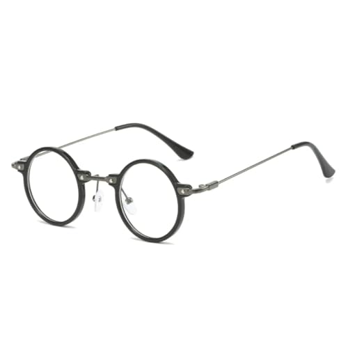 FORLUZ Retro Kleine Runde Damen Sonnenbrille Klare Ozeanlinsen Shades UV400 Herren Punk (Schwarz klar) von FORLUZ