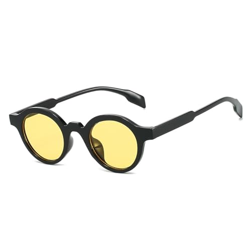 FORLUZ Retro Kleine Runde Damen Sonnenbrille Mode Farbverlauf Sonnenbrille UV400 Punk Herren Gelb Grün (Schwarz Gelb) von FORLUZ