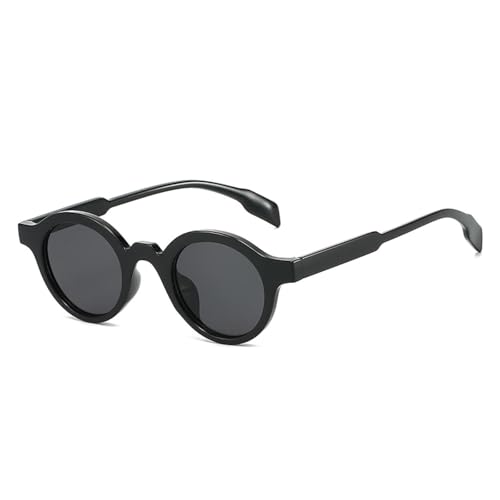 FORLUZ Retro Kleine Runde Damen Sonnenbrille Mode Farbverlauf Sonnenbrille UV400 Punk Herren Gelb Grün (Schwarz Grau) von FORLUZ