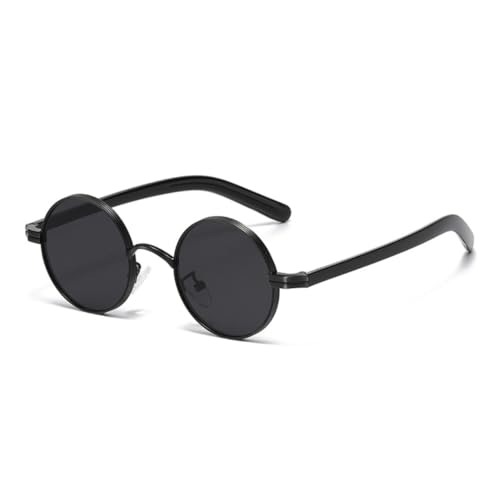 FORLUZ Retro Kleine Runde Metall Punk Damen Sonnenbrille Mode Klare Linse Herren Trendy Rahmen Shades UV400 (Schwarz Grau) von FORLUZ