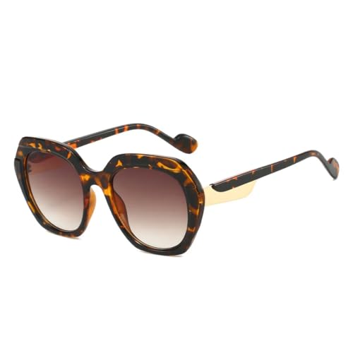 FORLUZ Retro Leopard Gradient Oval Damen Sonnenbrille Luxus Farbabstimmung Rahmen Modetrend Herren UV400 (Leopardenbraun) von FORLUZ
