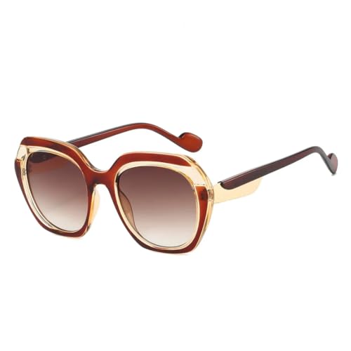 FORLUZ Retro Leopard Gradient Oval Damen Sonnenbrille Luxus Farbabstimmung Rahmen Modetrend Herren UV400 (braun) von FORLUZ