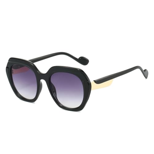 FORLUZ Retro Leopard Gradient Oval Damen Sonnenbrille Luxus Farbabstimmung Rahmen Modetrend Herren UV400 (schwarz grau) von FORLUZ