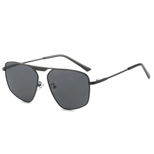 FORLUZ Retro Metall Polygon Sonnenbrille Damen Mode Champagner Shades UV400 Herren (Schwarz Grau) von FORLUZ