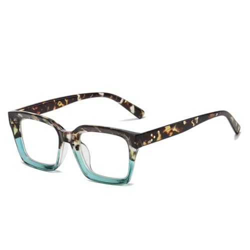 FORLUZ Retro-Nieten Damen-Sonnenbrillenrahmen, modischer Brillenrahmen (Leopardengrün) von FORLUZ