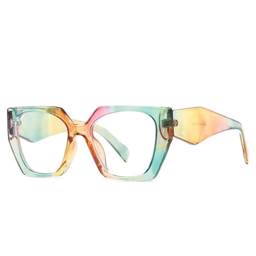 FORLUZ Retro Polygon Cat Eye Bunte Sonnenbrille Damenmode Klare Farbverlaufstöne UV400 Herren (Bunt klar) von FORLUZ