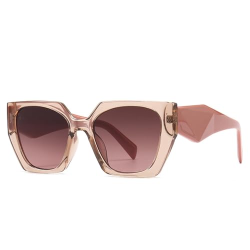 FORLUZ Retro Polygon Cat Eye Bunte Sonnenbrille Damenmode Klare Farbverlaufstöne UV400 Herren Sonnenbrille (Champagnertee) von FORLUZ