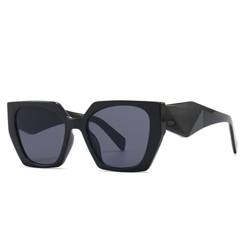 FORLUZ Retro Polygon Cat Eye Bunte Sonnenbrille Damenmode Klare Farbverlaufstöne UV400 Herren Sonnenbrille (Schwarz Grau) von FORLUZ