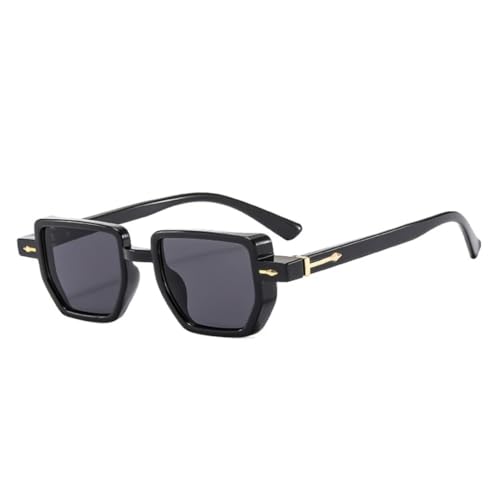 FORLUZ Retro Polygon Damen Sonnenbrille Farbverlauf UV400 Brillen Mode Nieten Punk für Männer (Schwarz Grau) von FORLUZ