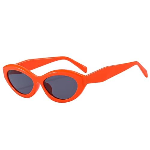 FORLUZ Retro Polygon Kleine Katzenaugen-Sonnenbrille für Damen, modische ovale Sonnenbrille, UV400 (Orange-Grau) von FORLUZ