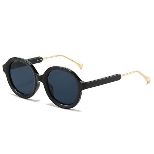 FORLUZ Retro Runde Punk Damen Sonnenbrille Fashion Gradient Shades UV400 (Schwarz Grau) von FORLUZ