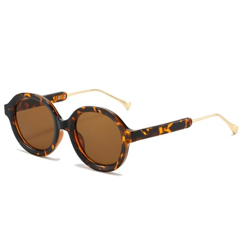 FORLUZ Retro Runde Punk Damen Sonnenbrille Mode Farbverlauf Shades UV400 (Leopardentee) von FORLUZ