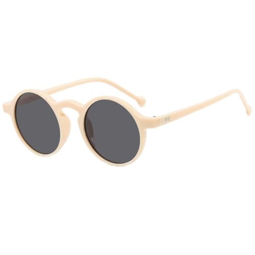 FORLUZ Retro Runde Sonnenbrille Herren Damen Vintage Damen Outdoor Brillen Mode Beliebter Stil UV400 (Beige Grau) von FORLUZ