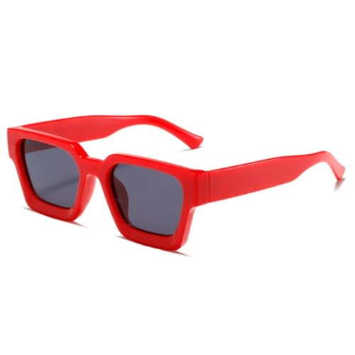 FORLUZ Retro-Sonnenbrille, dicker Rahmen, verstärktes Metallscharnier, UV400 (rotgrau) von FORLUZ