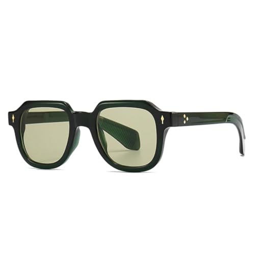 FORLUZ Retro-Sonnenbrille für Herren, modisch, trendige Metallnieten, Damen, Punk-Farbverlauf, UV400 (grün, hellgrün) von FORLUZ