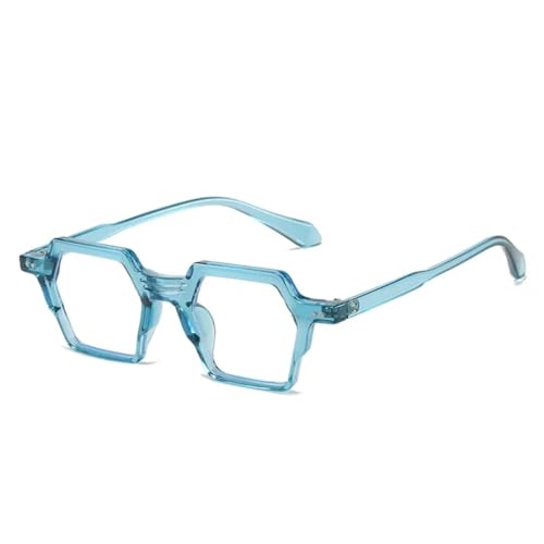 FORLUZ Retro-Sonnenbrille mit sechseckigen Nietenrahmen (transparent blau) von FORLUZ