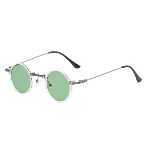 FORLUZ Retro Steampunk Kleine Runde Herren Hip Hop Sonnenbrille Mode Damen Klare Ozeanlinsen Shades UV400 Damen Brillengestell (Transparent Grün) von FORLUZ