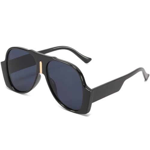 FORLUZ Retro Übergroße Sonnenbrille Damen Herren Mode Einzigartige Weite Beine Brille UV400 Shades (Schwarz Grau) von FORLUZ