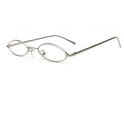 FORLUZ Rote Damen Kleine Ovale Sonnenbrille Damen Rund Metall Herren Vintage UV400 (C7 Silber-Klar) von FORLUZ