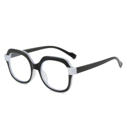 FORLUZ Runde Brillengestelle mit großem Rahmen, Damenmode, klare Gläser, Brillen-Sonnenbrille (schwarz) von FORLUZ