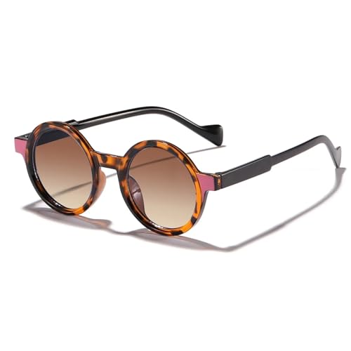 FORLUZ Runde Sonnenbrille Damen Mode Farbverlauf Herren Sonnenbrillen Retro Trendy Retro UV400 (Leopard) von FORLUZ