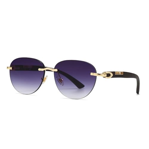 FORLUZ Runde Sonnenbrille aus Metall, moderne Retro-Sonnenbrille im Streetstyle (Farbverlauf Grau) von FORLUZ