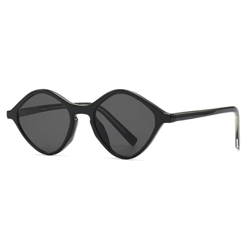 FORLUZ Schmale rautenförmige Sonnenbrille für Männer, trendige Straßenfotografie, modernes, charmantes Retro (schwarz) von FORLUZ