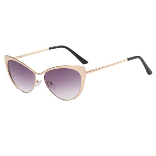 FORLUZ Shauna Anti-Blaulicht-Mode Damen Cat Eye Brillengestelle Federscharnier Metall Gradient Sonnenbrille UV400 (Golden Grey Gradient) von FORLUZ