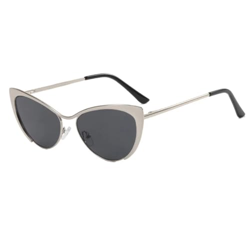 FORLUZ Shauna Anti-Blaulicht-Mode Damen Cat Eye Brillengestelle Federscharnier Metall Gradient Sonnenbrille UV400 (Silbergrau) von FORLUZ