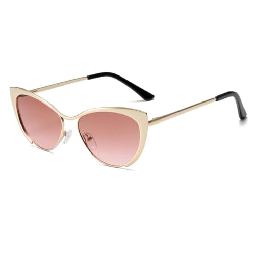 FORLUZ Shauna Anti-Blaulicht-Mode Damen Cat Eye Brillengestelle Federscharnier Metall Gradient Sonnenbrille UV400 (Teerosa Gradient) von FORLUZ