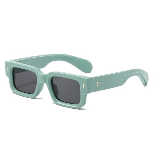 FORLUZ Sonnenbrille Damen Vintage Nieten Trendy Clear Ocean Gradient Lens Shades UV400 Herren Punk (Grün Grau) von FORLUZ