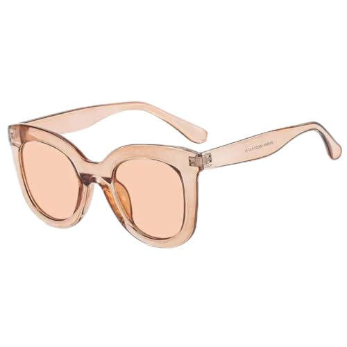 FORLUZ Sonnenbrille mit großem Katzenaugen-Rahmen, Herren und Damen, grau-grüne Gläser, UV400-Schutz, modische Brille (Champagnertee) von FORLUZ