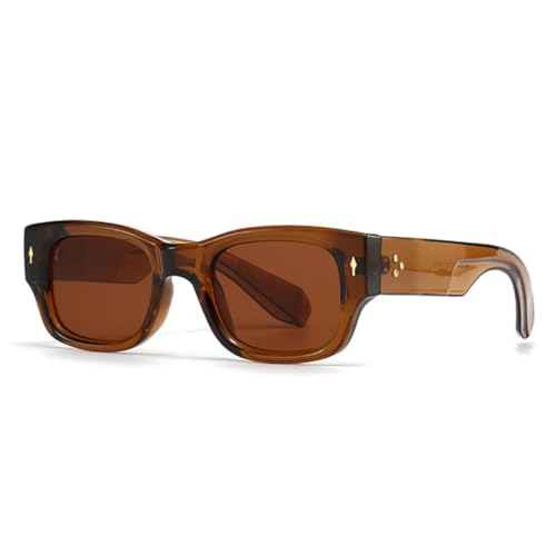 FORLUZ Trendige Herren-Sonnenbrille mit Punk-Nieten, Retro, dunkelgrün, Brillen, Damen-Sonnenbrille, UV400 (braun) von FORLUZ