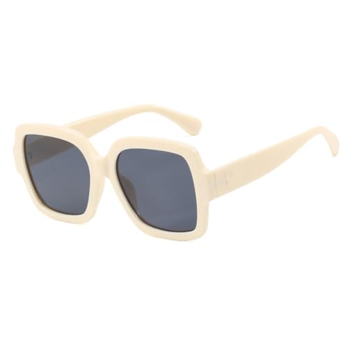 FORLUZ Trendy Classic Retro Sonnenbrille Damen Fashion Travel UV400 (Beige Grau) von FORLUZ