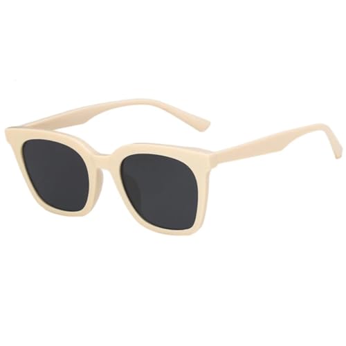 FORLUZ Trendy Frame Damen Sonnenbrille Herren Sonnenbrille Outdoor Autofahren Reisen Vintage Brille UV400 (Beige Grau) von FORLUZ