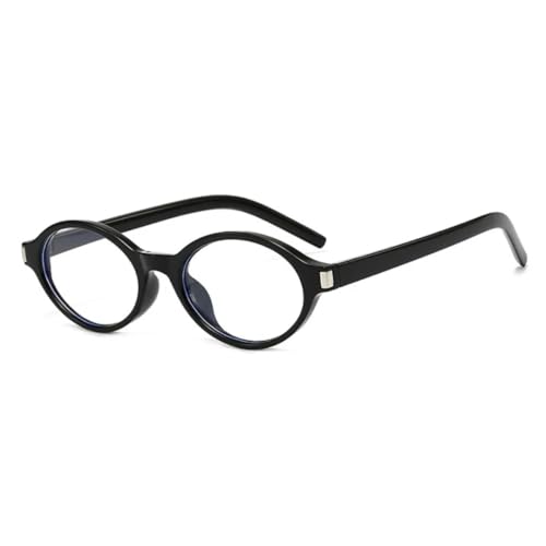 FORLUZ Trendy Kleine Ovale Nieten Rahmen Damen Sonnenbrille Luxus Herren Sonnenbrille Travel Drive Retro Shades UV400 (Schwarz Klar) von FORLUZ